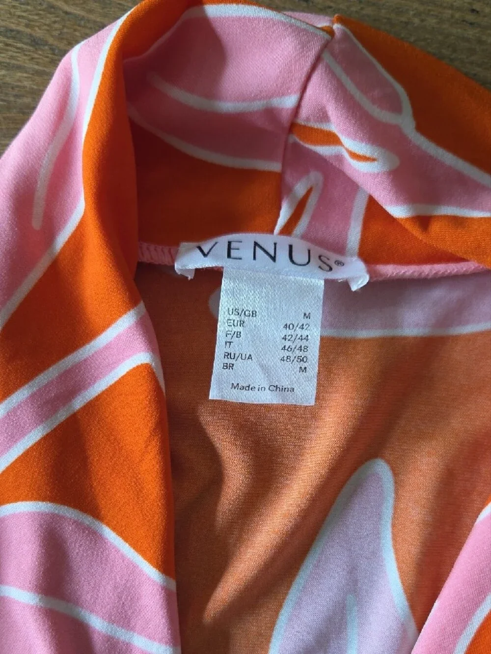 VENUS Orange and Pink Floral Wrap Shirt - Vibrant Tie-Waist Lounge Cover
